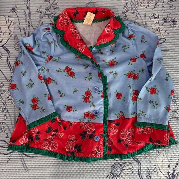 Matilda Jane Long Winter's Nap girls' red plaid ruffle pajama set, size 4t - Picture 4 of 6